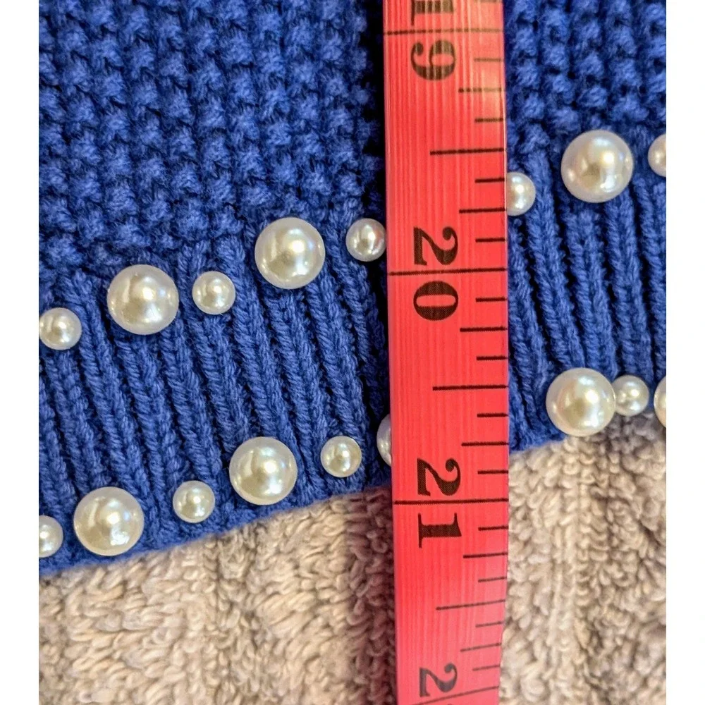 Kate & Mallory Blue Pearl Embellished Knit Cardigan Tank‎ Set Size S NWOT